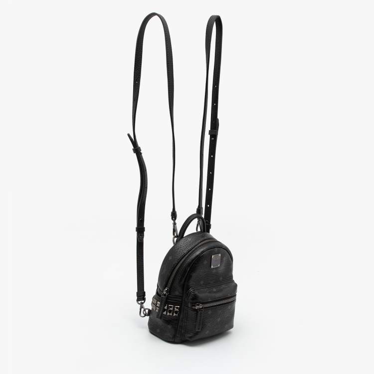 Pre Owned MCM Black Visetos Coated Canvas And Leather X-Mini Stark Bebe Boo Backpack