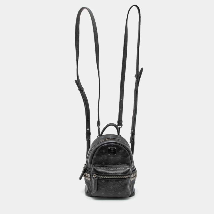 MCM Stark Bebe Boo Backpack Visetos Side Studs X-Mini Black