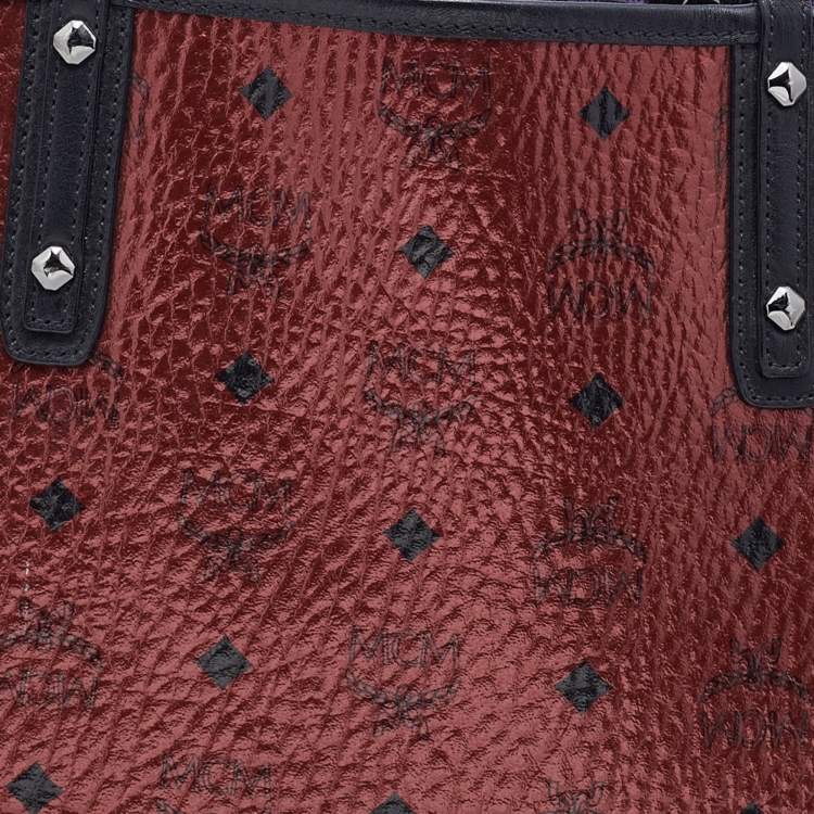 Pre Owned MCM Metallic Red Visetos Coated Canvas Project Reversible Shopper Tote