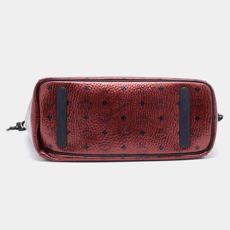Pre Owned MCM Metallic Red Visetos Coated Canvas Project Reversible Shopper Tote