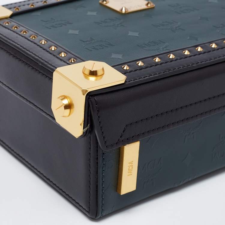 Pre Owned MCM Black Visetos Coated Canvas and Leather Berlin Box Bag