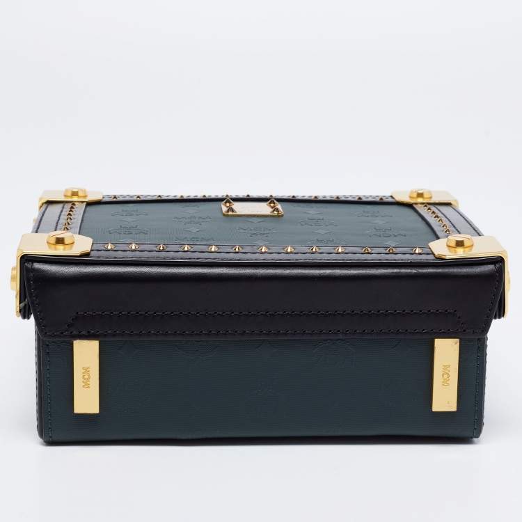Pre Owned MCM Black Visetos Coated Canvas and Leather Berlin Box Bag