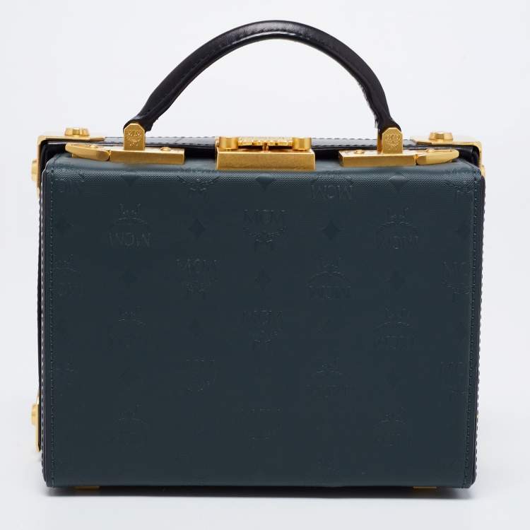 Pre Owned MCM Black Visetos Coated Canvas and Leather Berlin Box Bag