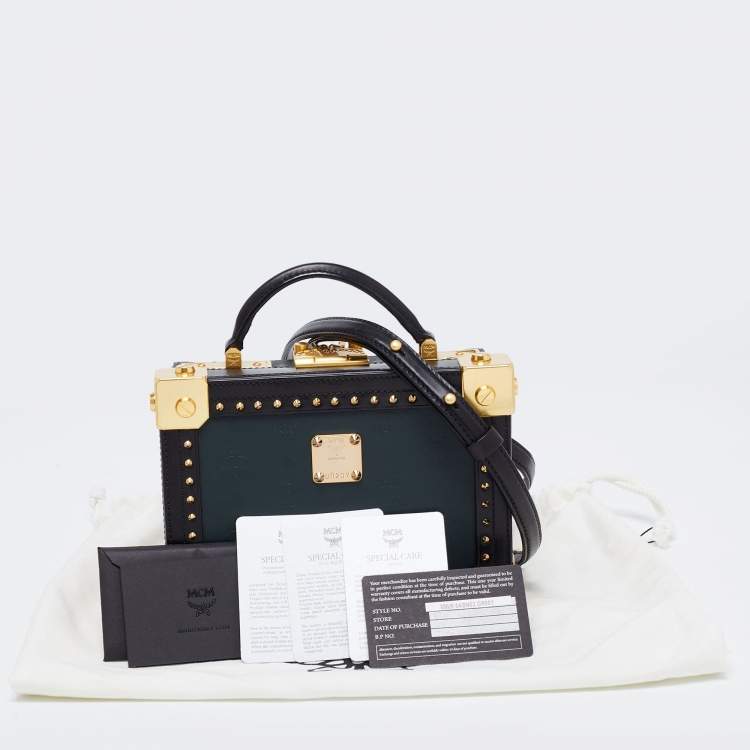 Pre Owned MCM Black Visetos Coated Canvas and Leather Berlin Box Bag