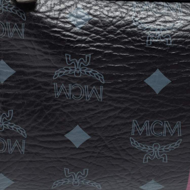 Pre Owned MCM Black Visetos Coated Canvas And Leather Chain Pochette