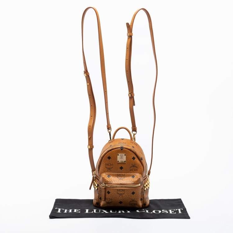 Pre Owned MCM Cognac Visetos Coated Canvas Studed Stark Backpack