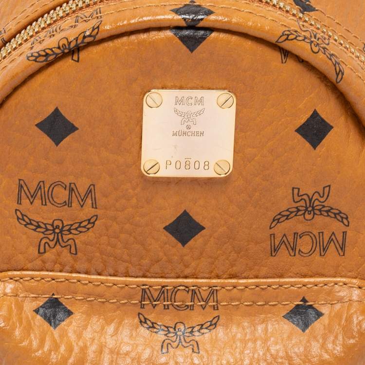 Pre Owned MCM Cognac Visetos Coated Canvas Studed Stark Backpack