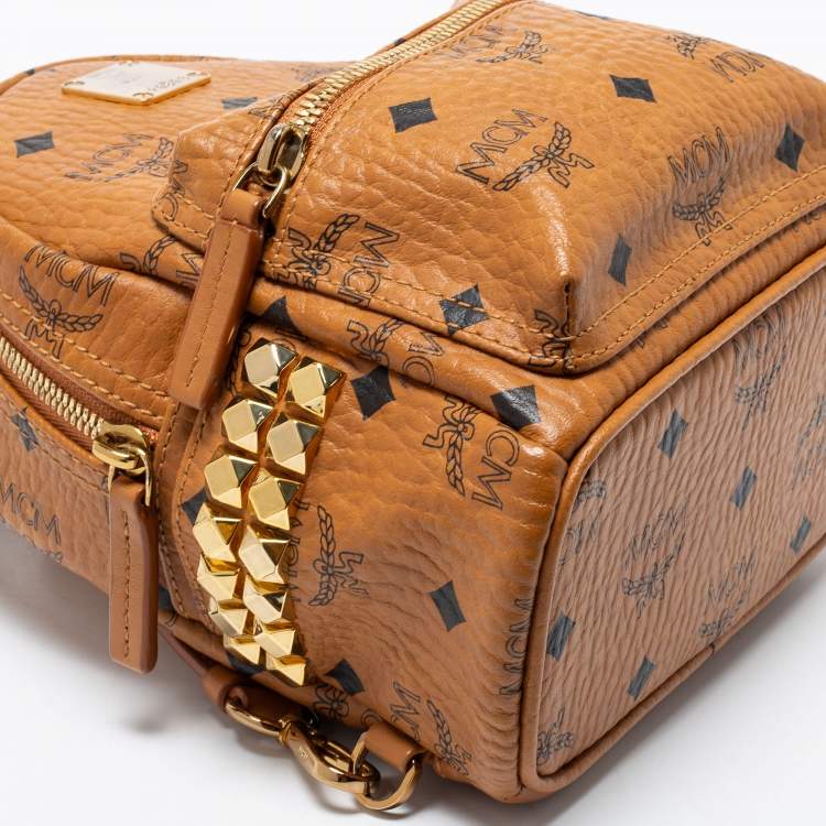 Pre Owned MCM Cognac Visetos Coated Canvas Studed Stark Backpack