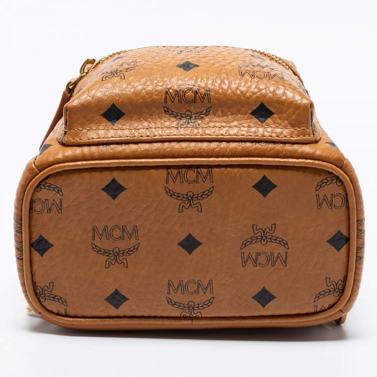 Pre Owned MCM Cognac Visetos Coated Canvas Studed Stark Backpack
