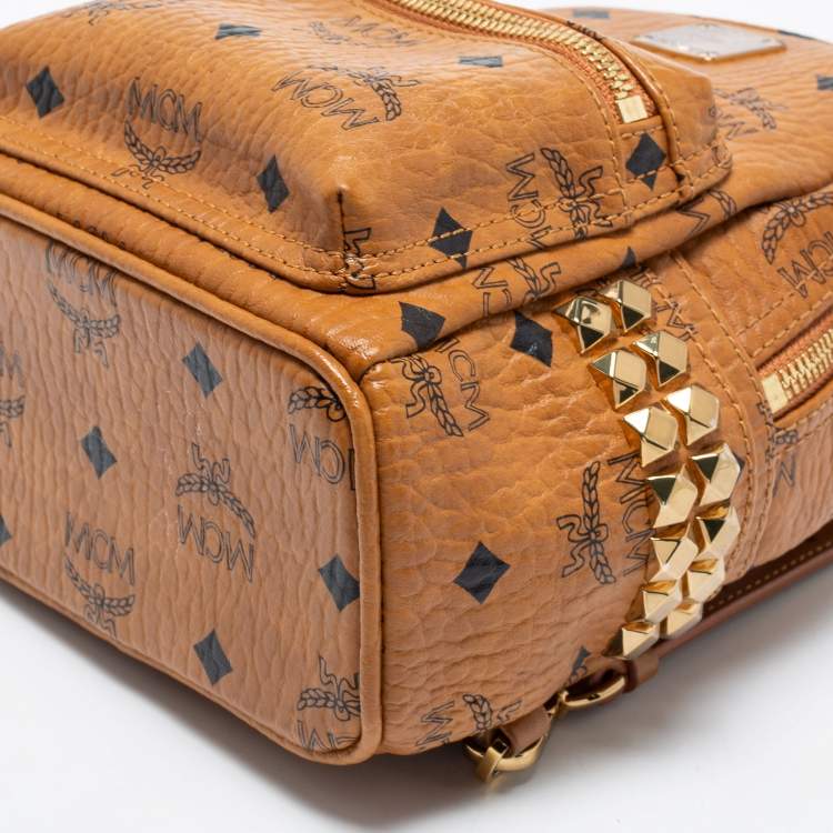 Pre Owned MCM Cognac Visetos Coated Canvas Mini Stark Side Studs Backpack