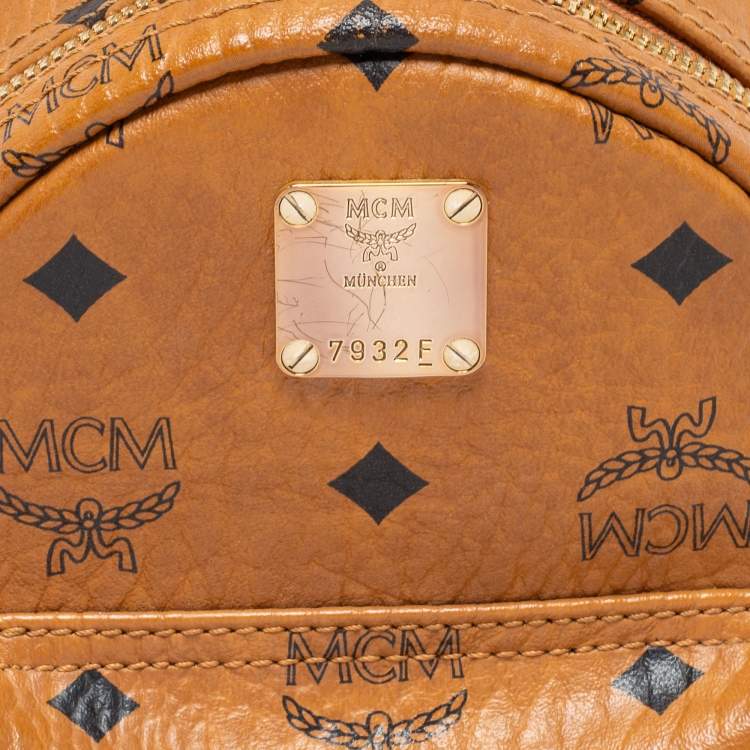 Pre Owned MCM Cognac Visetos Coated Canvas Mini Stark Side Studs Backpack