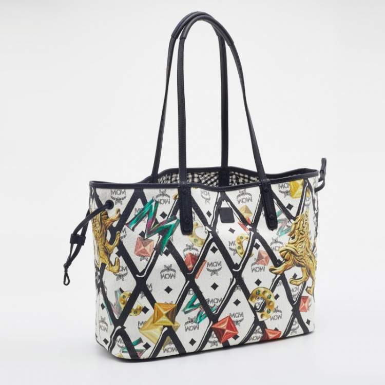Pre Owned  MCM Multicolored Coated Canvas and Leather Rombi Motif Reversible Tote