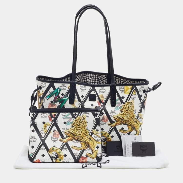 Pre Owned  MCM Multicolored Coated Canvas and Leather Rombi Motif Reversible Tote