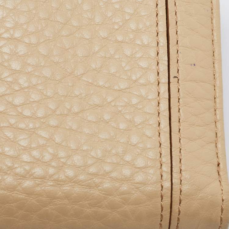 Pre Owned MCM Beige Grained Leather Trifold Wallet