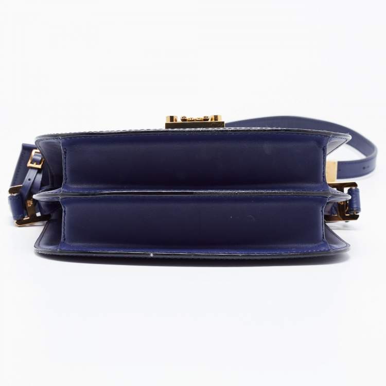 Pre Owned MCM Navy Blue Leather Small Patricia Crossbody Bag
