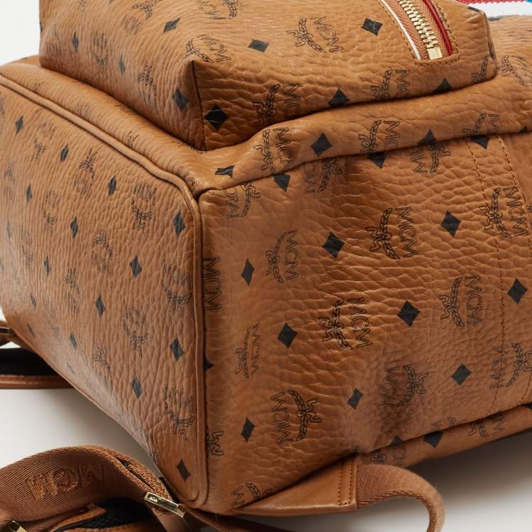 Pre Owned MCM Brown Visetos Coated Canvas and Leather Backpack