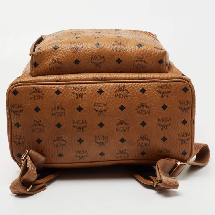 Pre Owned MCM Brown Visetos Coated Canvas and Leather Backpack