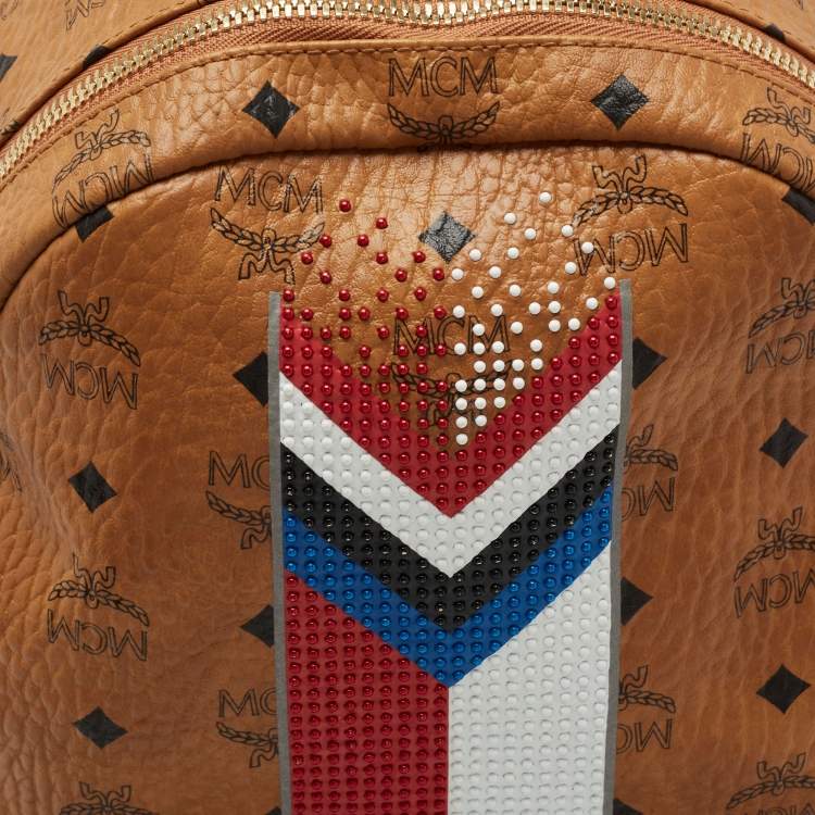 Pre Owned MCM Brown Visetos Coated Canvas and Leather Backpack