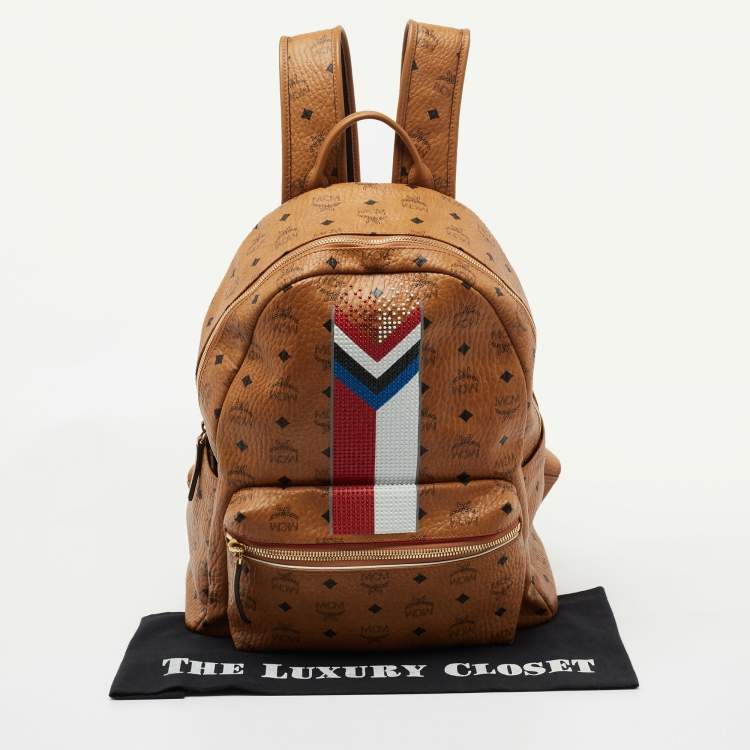 Pre Owned MCM Brown Visetos Coated Canvas and Leather Backpack