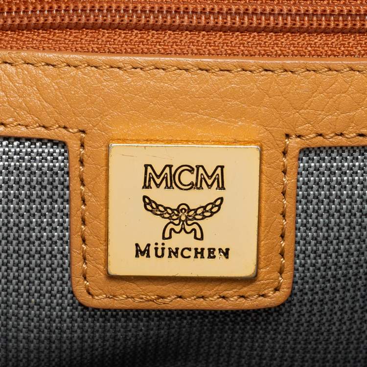 Pre Owned MCM Tan Visetos Coated Canvas And Leather Stark Bebe Boo Backpack