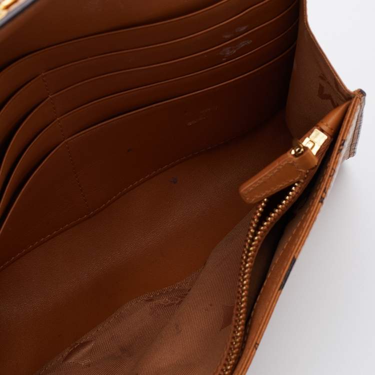 Pre Owned MCM Cognac Visetos Coated Canvas Patricia Wallet on Chain