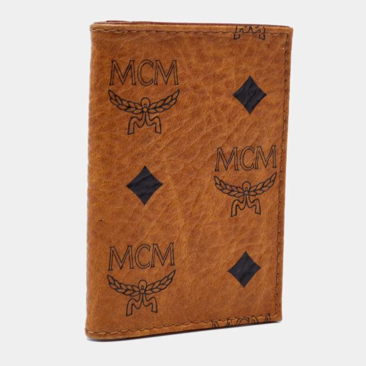Pre Owned MCM Cognac Visetos Coated Canvas Bifold Card Holder