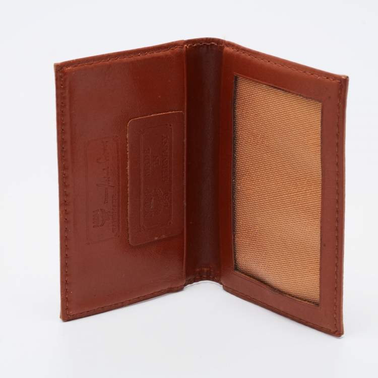 Pre Owned MCM Cognac Visetos Coated Canvas Bifold Card Holder