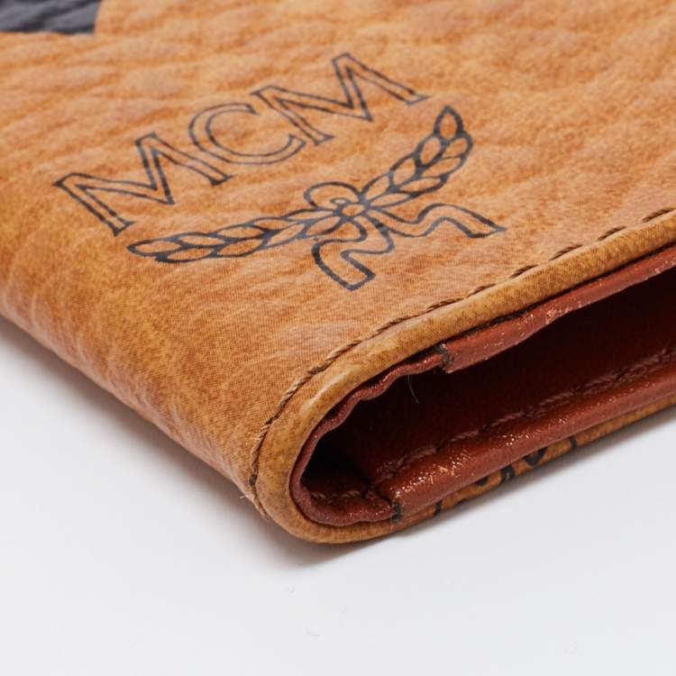 Pre Owned MCM Cognac Visetos Coated Canvas Bifold Card Holder