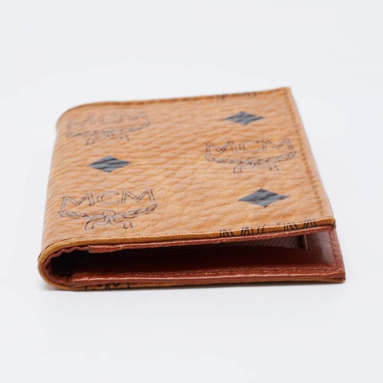 Pre Owned MCM Cognac Visetos Coated Canvas Bifold Card Holder