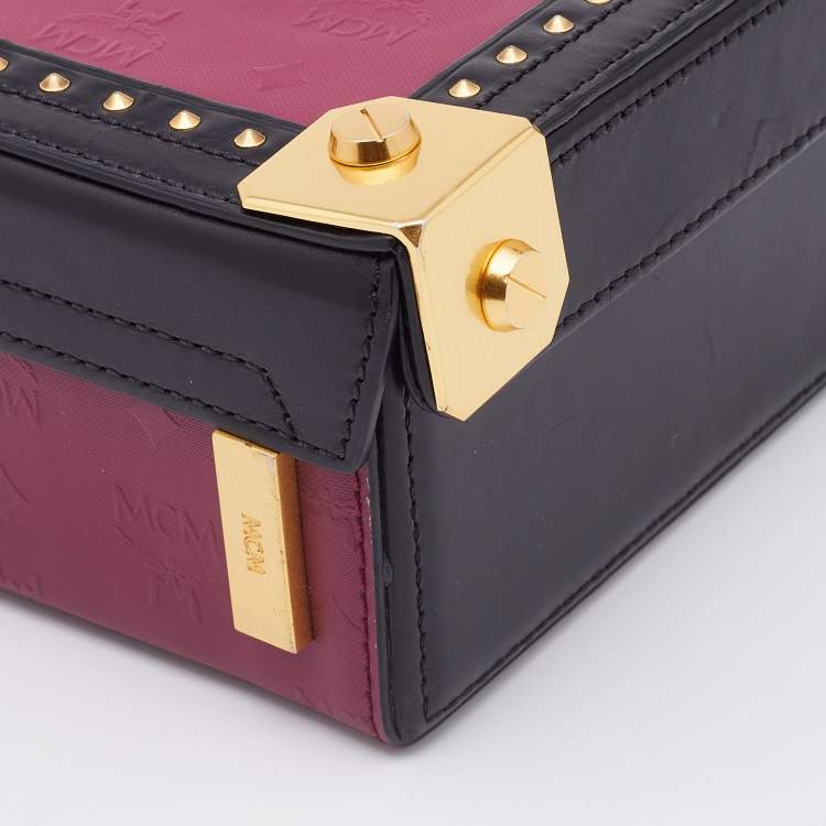 Pre Owned MCM Purple/Black Visetos Coated Canvas and Leather Berlin Box Bag
