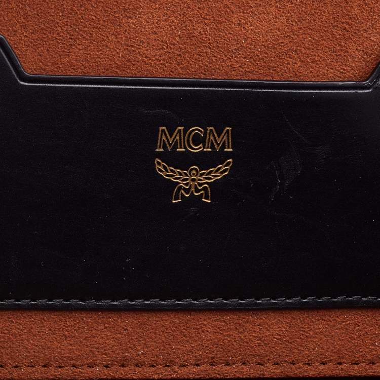 Pre Owned MCM Purple/Black Visetos Coated Canvas and Leather Berlin Box Bag