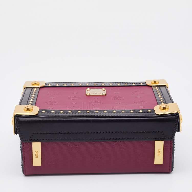 Pre Owned MCM Purple/Black Visetos Coated Canvas and Leather Berlin Box Bag