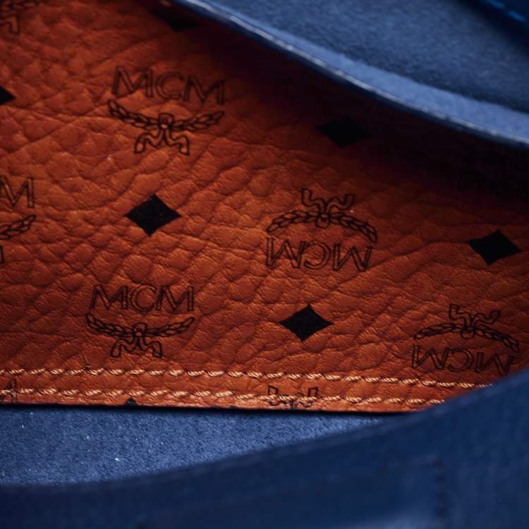 Pre Owned MCM Blue Leather Mini Milla Park Avenue Tote