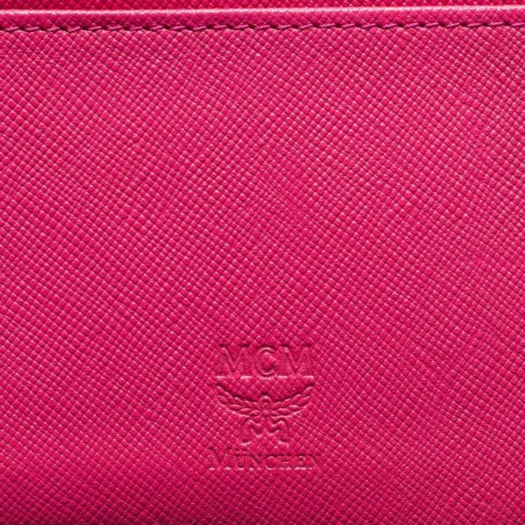 Pre Owned MCM Orange/Pink Visetos Patent Leather Charm Continental Wallet