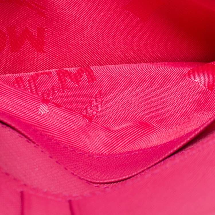 Pre Owned MCM Orange/Pink Visetos Patent Leather Charm Continental Wallet