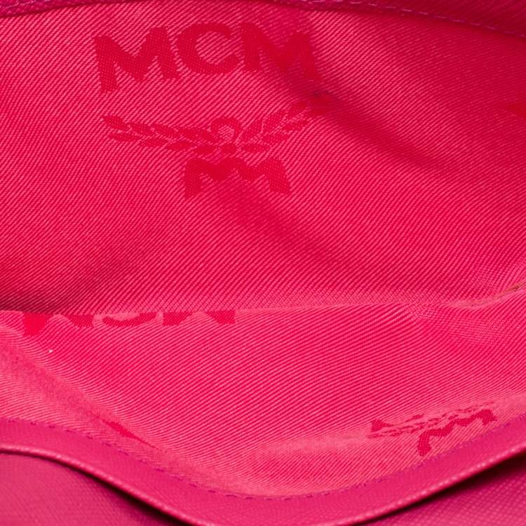 Pre Owned MCM Orange/Pink Visetos Patent Leather Charm Continental Wallet