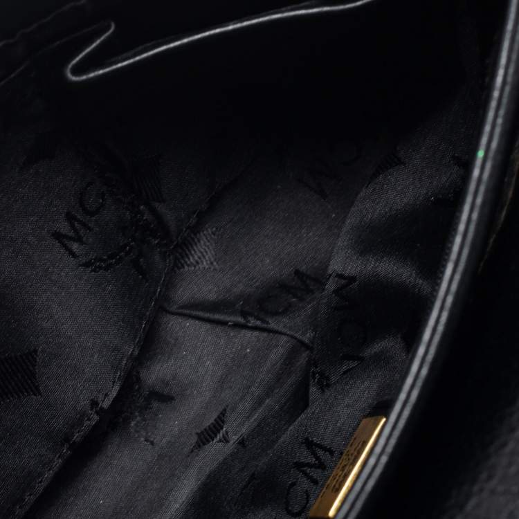 Pre Owned MCM Black Leather Flap Shoulder Bag