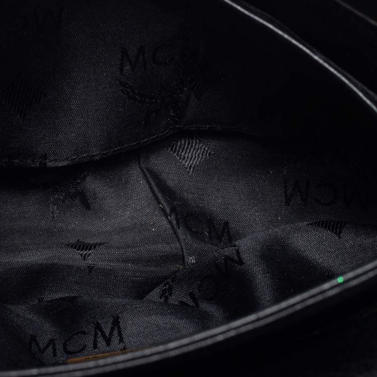 Pre Owned MCM Black Leather Flap Shoulder Bag