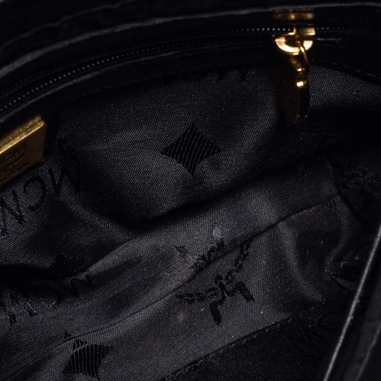 Pre Owned MCM Black Leather Flap Shoulder Bag