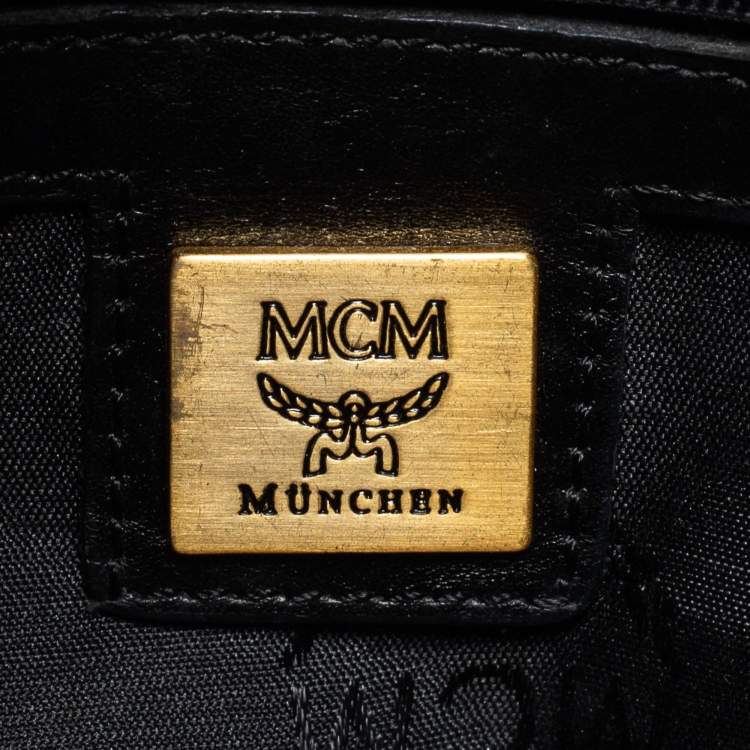 Pre Owned MCM Black Leather Flap Shoulder Bag