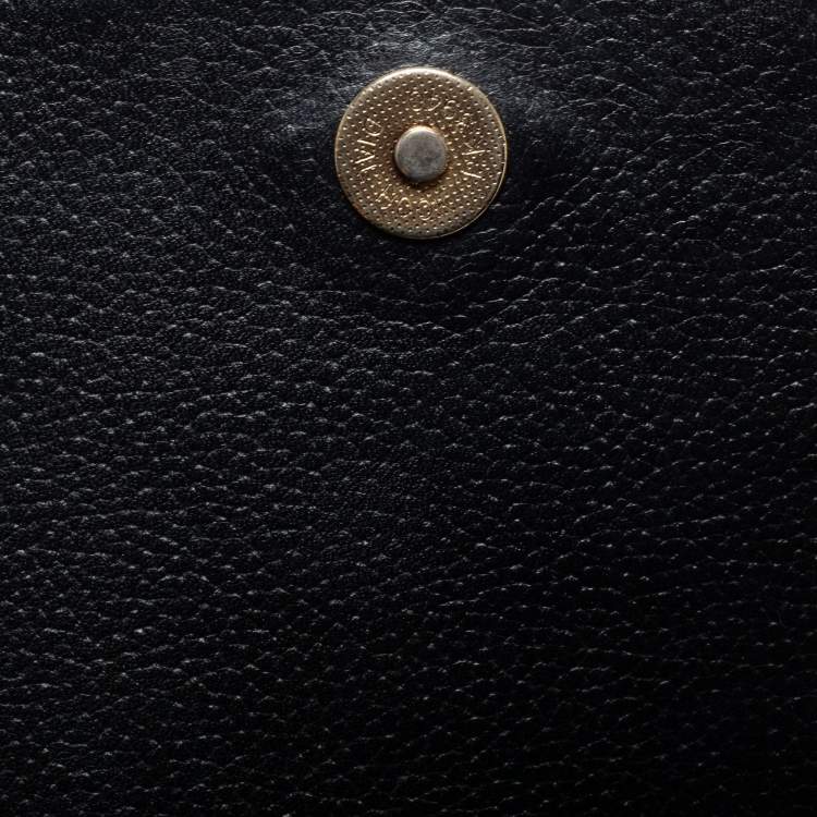 Pre Owned MCM Black Leather Flap Shoulder Bag