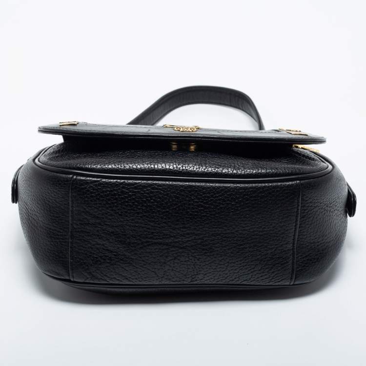Pre Owned MCM Black Leather Flap Shoulder Bag