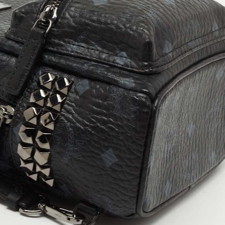 Pre Owned MCM Black Visetos Coated Canvas and Leather Mini Studded Stark Bebe Boo Backpack