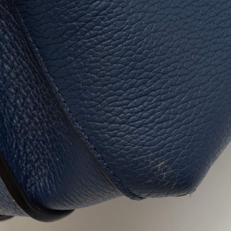 Pre Owned MCM Blue Leather Milla Flap Top Handle Bag