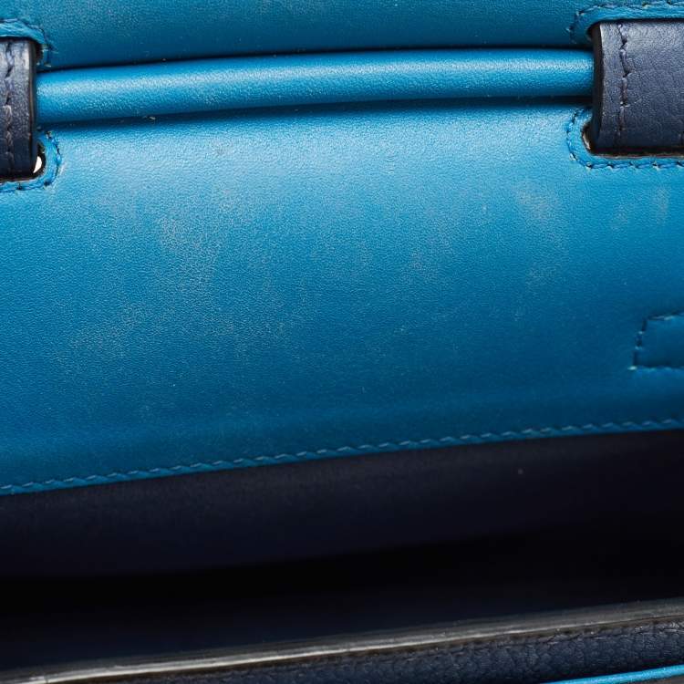 Pre Owned MCM Blue Leather Milla Flap Top Handle Bag