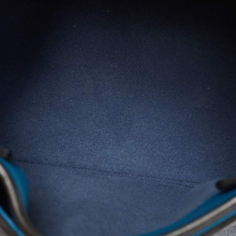 Pre Owned MCM Blue Leather Milla Flap Top Handle Bag