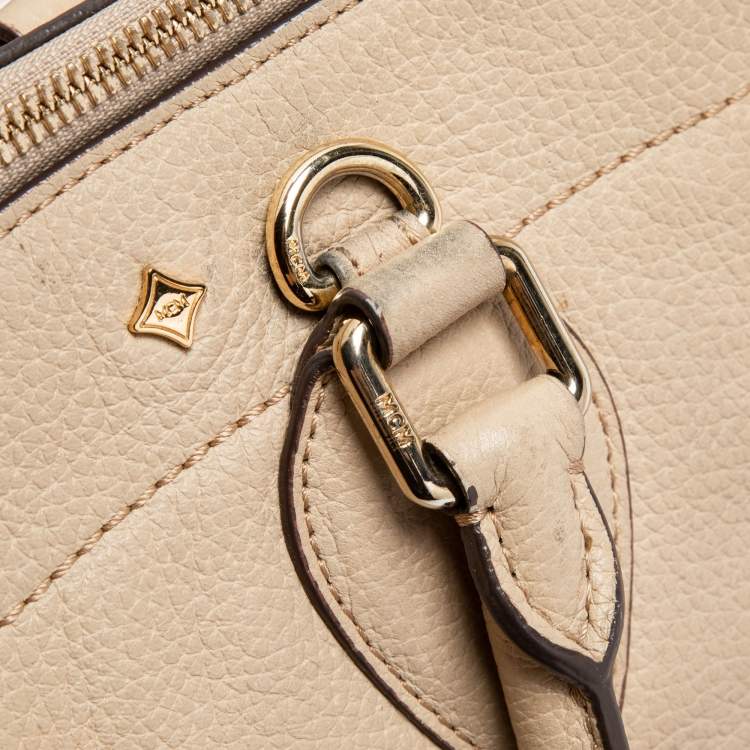 Pre Owned MCM Beige Leather Zip Satchel