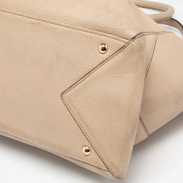 Pre Owned MCM Beige Leather Zip Satchel