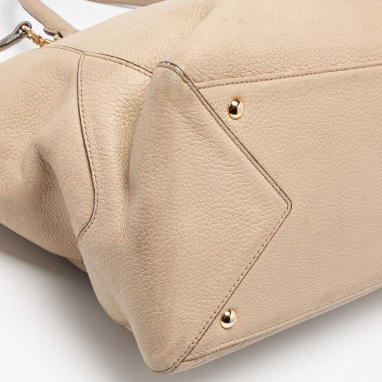 Pre Owned MCM Beige Leather Zip Satchel