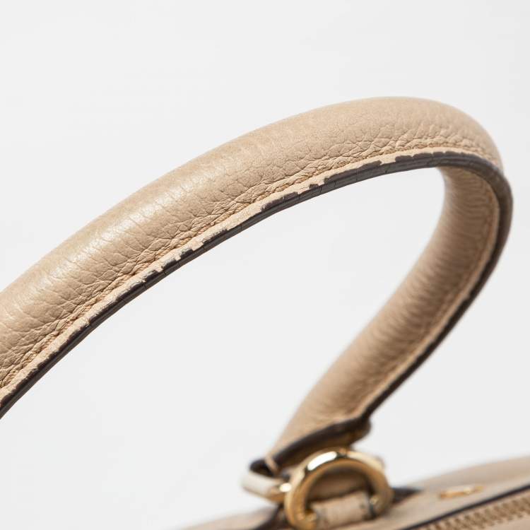 Pre Owned MCM Beige Leather Zip Satchel